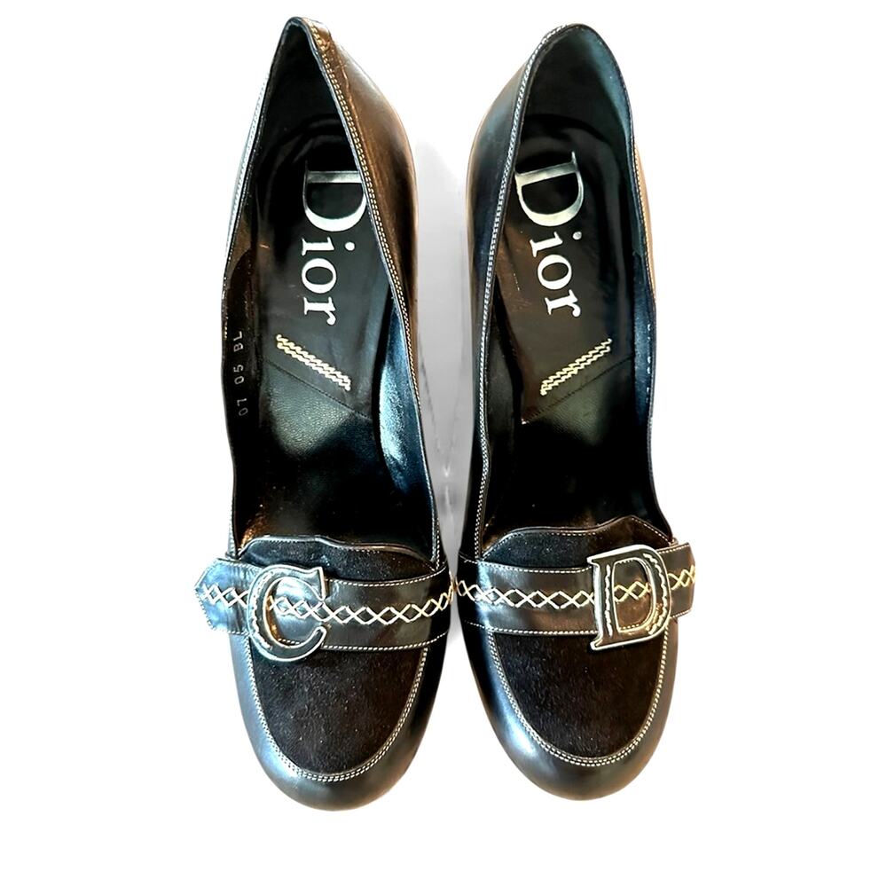 Vintage Christian Dior Women's Black suede & Leather Classic pumps size 39.5